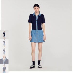 Sandro Tweed and denim short dress